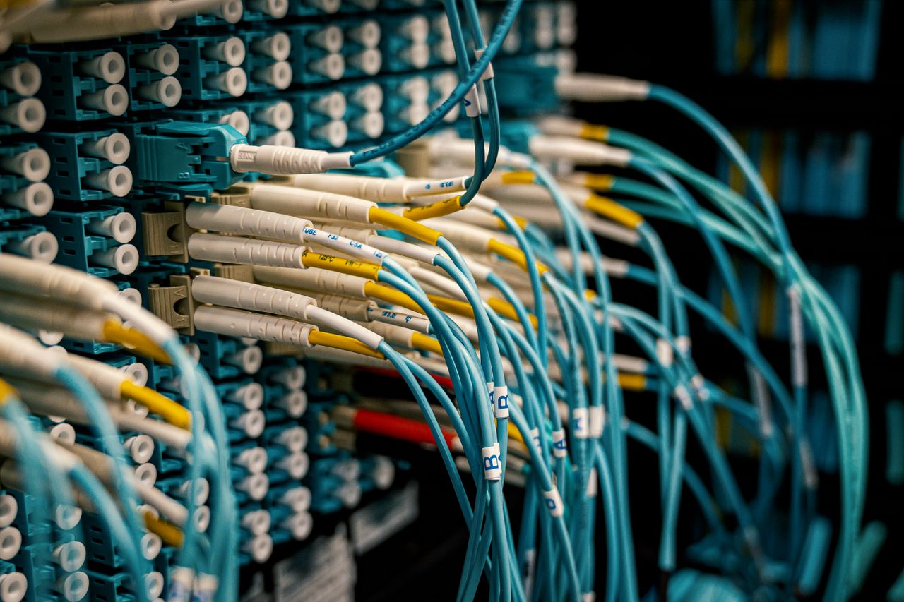 Network cables connected to equipment.