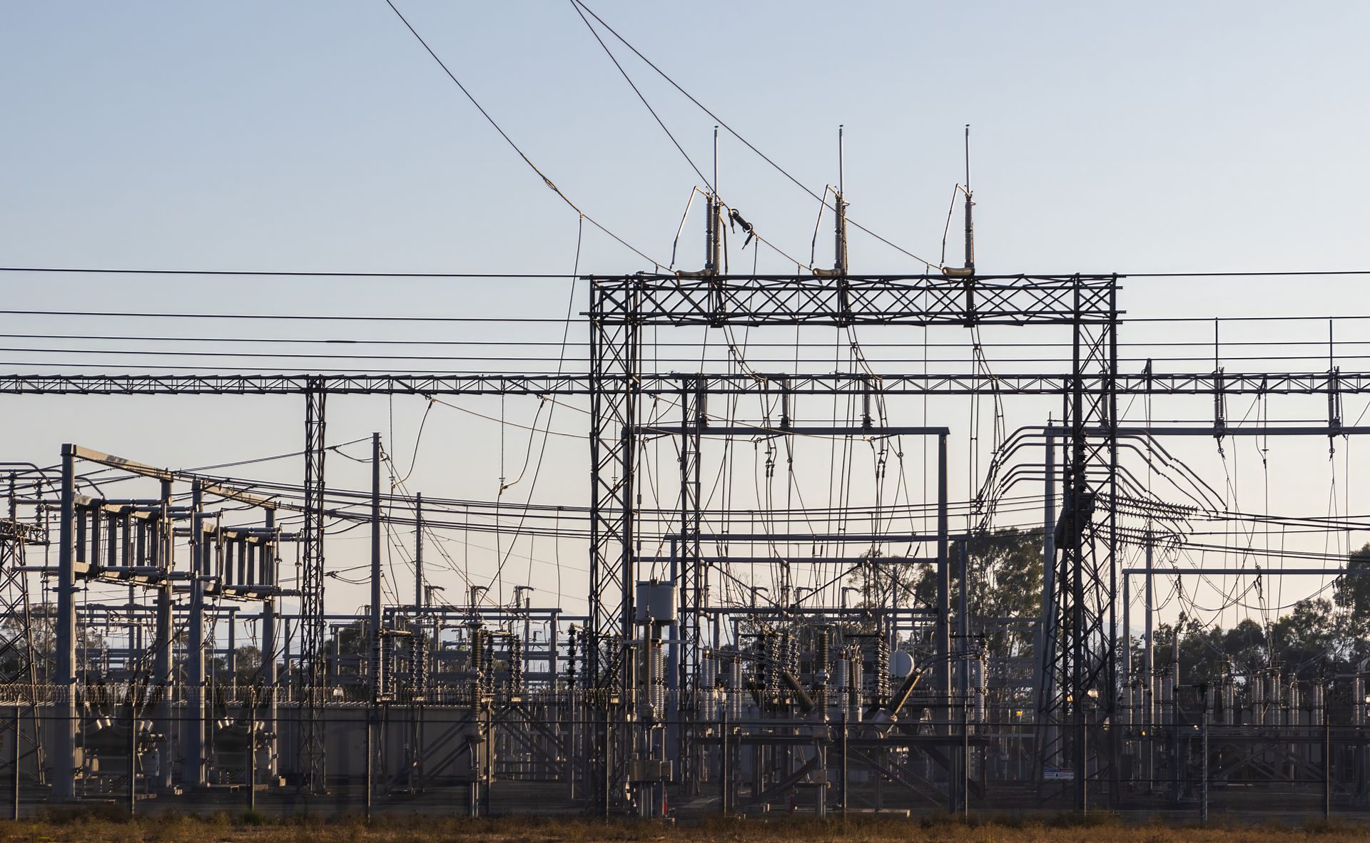 Electrical equipment at a power substation.